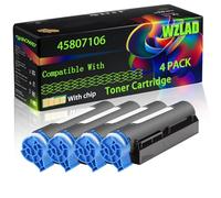 45807106 Compatible for Okidata OKI Toner Cartridge with Chip B412 B432 B512 MB472 MB492 Printers (4 Pack Black)
