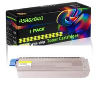 45862840 Compatible for Okidata OKI Toner Cartridges with Chip MC853 MC853dn MC853dnct MC853dnv MC853dnw MC873 Printers (1 Pack Yellow)