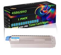45862840 Compatible for Okidata OKI Toner Cartridges with Chip MC853 MC853dn MC853dnct MC853dnv MC853dnw MC873 Printers (1 Pack Cyan)