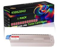 45862840 Compatible for Okidata OKI Toner Cartridges with Chip MC853 MC853dn MC853dnct MC853dnv MC853dnw MC873 Printers (1 Pack Magenta)
