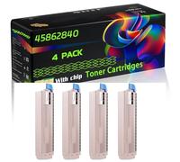 45862840 Compatible for Okidata OKI Toner Cartridges with Chip MC853 MC853dn MC853dnct MC853dnv MC853dnw MC873 Printers (4 Pack Black)