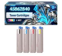 45862840 Toner Cartridges Compatible for Okidata OKI MC873dnct MC873dnv MC883dn MC883dnct MC883dnv Printers, With Chip Large Capacity 8300 Pages (4-Pack BK/C/M/Y)