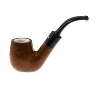 4598S A - Dr Plumb Billiard Bent Saddle Briar Smoking Pipe with Meerschaum Lining, 9mm Filter System, Vulcanite Mouthpiece, Smooth Finish, 13.5cm Length, Supplied with a Pack of 10 Filters