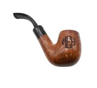 4598S A - Personalised with Monogram Initials, Dr Plumb Billiard Bent Saddle Briar Smoking Pipe with Meerschaum Lining, 9mm Filter System, Smooth Finish, 13.5cm Length, with a Pack of 10 Filters