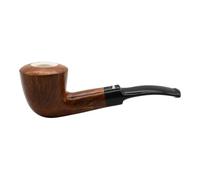 4598S B - Dr Plumb Semi Bent Saddle Briar Smoking Pipe with Meerschaum Lining, 9mm Filter System, Vulcanite Mouthpiece, Smooth Finish, 13.5cm Length, Supplied with a Pack of 10 Filters