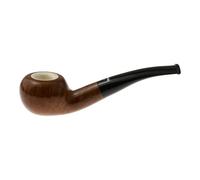 4598S C - Dr Plumb Prince Bent Tapered Briar Smoking Pipe with Meerschaum Lining, 9mm Filter System, Vulcanite Mouthpiece, Smooth Finish, 14.5cm Length, Supplied with a Pack of 10 Filters