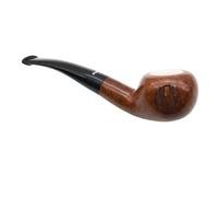 4598S C - Personalised with Monogram Initials, Dr Plumb Prince Bent Tapered Briar Smoking Pipe with Meerschaum Lining, 9mm Filter System, Smooth Finish, 14.5cm Length, with a Pack of 10 Filters