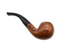 4598S D - Personalised with Initials, Dr Plumb Bull Bent Tapered Briar Smoking Pipe with Meerschaum Lining, 9mm Filter System, Smooth Finish, 14.5cm Length, Supplied with a Pack of 10 Filters