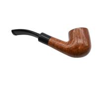 4598S E - Dr Plumb Bent Saddle Briar Smoking Pipe with Meerschaum Lining, 9mm Filter System, Vulcanite Mouthpiece, Smooth Finish, 14.5cm Length, Supplied with a Pack of 10 Filters