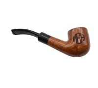 4598S E - Personalised with Monogram Initials, Dr Plumb Bent Saddle Briar Smoking Pipe with Meerschaum Lining, 9mm Filter System, Smooth Finish, 14.5cm Length, Supplied with a Pack of 10 Filters