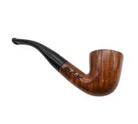 4598S F - Personalised with Initials, Dr Plumb Bent Tapered Briar Smoking Pipe with Meerschaum Lining, 9mm Filter System, Smooth Finish, 13.5cm Length, Supplied with a Pack of 10 Filters