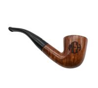4598S F - Personalised with Monogram Initials, Dr Plumb Bent Tapered Briar Smoking Pipe with Meerschaum Lining, 9mm Filter System, Smooth Finish, 13.5cm Length, with a Pack of 10 Filters