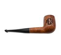 4598S G - Personalised with Monogram Initials, Dr Plumb Billiard Straight Tapered Briar Smoking Pipe with Meerschaum Lining, 9mm Filter System, Smooth Finish, 15cm Length, with a Pack of 10 Filters