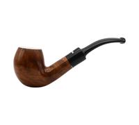 4598S H - Dr Plumb Bull Cup Bent Saddle Briar Smoking Pipe with Meerschaum Lining, 9mm Filter System, Vulcanite Mouthpiece, Smooth Finish, 14cm Length, Supplied with a Pack of 10 Filters