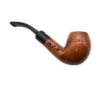 4598S H - Personalised with Initials, Dr Plumb Bull Cup Bent Saddle Briar Smoking Pipe with Meerschaum Lining, 9mm Filter System, Smooth Finish, 14cm Length, Supplied with a Pack of 10 Filters