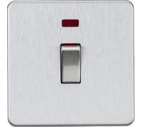 Knightsbridge SF81MNBC Screwless 45A 1G DP Switch + Neon - Brushed Chrome