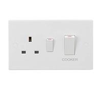 45A DP Cooker Switch and 13A Socket (White Rocker)