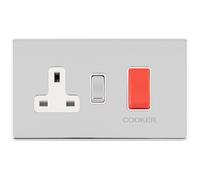 45A DP Oven Cooker Switch & Single 13A Switched Socket SCREWLESS POLISHED CHROME
