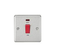 45A DP Switch with Neon (single size) - Rounded Edge Brushed Chrome