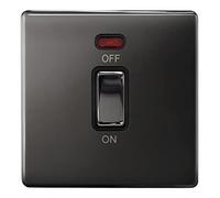 45Amp Cooker Switch Neon Indicator Double Pole, Black Nickel, Screwless Plate N327GME