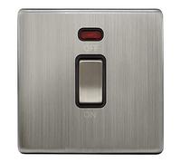 45Amp Cooker Switch Neon Indicator Double Pole, Brush Chrome, Screwless Plate N327DME