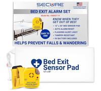 45BSET-1Y Bed Alarm System by Secure Safety Solutions - 80 dB Alarm Monitor with Holder & 12" x 30" Bed Sensor Pad - Bed Alarms and Fall Prevention for Elderly Dementia Patient - Batteries Included