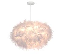 45cm/17.8" Ellipsoid White Feather Pendent Light Feather Lampshade Ceiling Light Fixture Feather Chandelier for Living Room, Bedroom, Dining Room