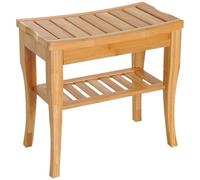 45Cm 2-Tier Slatted Bathroom Shower Storage Bench 4 Legs