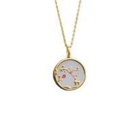 45cm Ancient Gold Craftsmanship Inlaid Sika Deer Natural Hetian Jade Double-Sided Necklace Pendant Chinese Ladies Jewelry