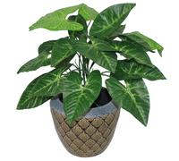 Leaf Design UK Realistic Artificial Foliage Plant with Pot, Dark Taro, 45cm