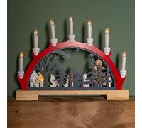 45cm Battery Operated Light up Red Wooden Christmas Candle Bridge with 9 Warm White LEDs Samuel Alexander Multi One Size