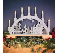 45cm Battery Operated Warm White LED Wooden Arch Reindeer Scene Candle Bridge Christmas Decoration Samuel Alexander White One Size