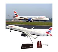 45cm British Airways A321neo Alloy Resin Aircraft Model with Touch Sound Control Detachable Stand Collectible Airplane Display for Adults, Home/Office Decor, Aviation Enthusiast Gift(With light)