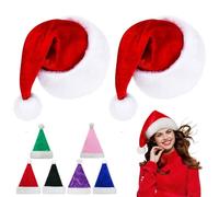 45cm Christmas Hats Santa Hat for Adults,2 Pcs Deluxe Velvet Xmas Santa Claus Hat,Unisex Velvet Comfort Christmas Party Hat Thicken Classic Fur for New Year Festive Christmas Party Supplies(Red)