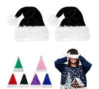 45cm Christmas Hats Santa Hat for Adults,2 Pcs Deluxe Velvet Xmas Santa Claus Hat,Unisex Velvet Comfort Christmas Party Hat Thicken Classic Fur for New Year Festive Christmas Party Supplies(Black)