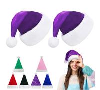 45cm Christmas Hats Santa Hat for Adults,2 Pcs Deluxe Velvet Xmas Santa Claus Hat,Unisex Velvet Comfort Christmas Party Hat Thicken Classic Fur for New Year Festive Christmas Party Supplies(Purple)