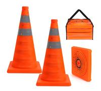 45cm Collapsible Traffic Safety Cones, 2 pcs Multi Purpose Pop-up Cones with Reflective Collar for Road Parking, Driving Practice, Parking Lot,Road Risk Avoidance Tips (2)
