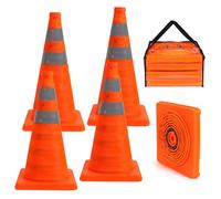45cm Collapsible Traffic Safety Cones, 4 pcs Multi Purpose Pop-up Cones with Reflective Collar for Road Parking, Driving Practice, Parking Lot,Road Risk Avoidance Tips (4)