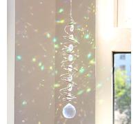 45cm Crystal Sun Catcher Wind Chime with Spiral Tail & 7 Chakra Beads - Rainbow Window Hanging Decor with Faceted Prisms - Decorative Outdoor/Indoor Hanging Ornament for Garden,Patio,Wedding (B)