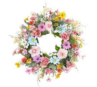 45cm Decorative Flower Wreath, Spring Summer Front Door Wreath for Wedding Festival Celebration, Outdoor Hanging Garland for Home Wall Decor.