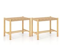 45cm Dining Stool Set of 2 Rubber Wood Frame & Woven Paper Seat