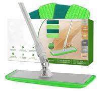 45CM Dust Mop with 4 Reusable Pads for Hardwood and Tile, Mop Floor Cleaning System, 360-Spin Floor Mop Head & Extendable Handle, Household Cleaning Tools