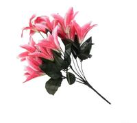 45cm for STARGAZER Lillies Spray Bunch Artificial Lily Flower Decoration, Silk (Dark for PINK)