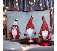 45cm Grey & Red Cushion with Distinctive Gonks - Deluxe Softness for Cozy Christmas Comfort
