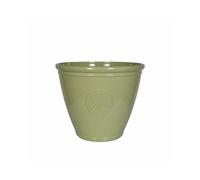 Lightweight Recycled Plastic Garden Pot Planter with Drainage Holes | UV Resistant & Frostproof | Kelkay Traditonal Collection Eden Emblem Large Pot (Green)