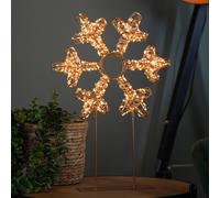 Samuel Alexander 45cm Light up Rose Gold Christmas Snowflake on Metal Stand with Twinkling Warm White LEDs