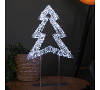 45cm Light up Silver Christmas Tree on Metal Stand with Twinkling White LEDs