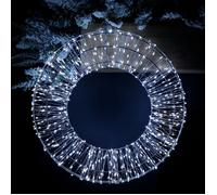 45cm Light up Silver Hanging Christmas Beaded Wreath with 600 White LEDs Samuel Alexander Silver One Size