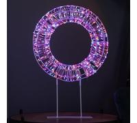 45cm Light up White Christmas Wreath on Metal Stand with Twinkling Rainbow LEDs