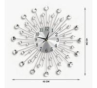 45cm Living Room Diamante Beaded Crystal Sunburst Home Wall Clock